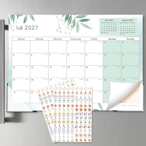Koncci Magnet Kalender 2026 18 Monate Kühlschrank Monatskalender (Juli 2026 bis Dezember 2027) Monatsplaner Familienkalender Wandkalender mit zwei Aufklebern für zu Hause oder im Büro 30 x 21cm