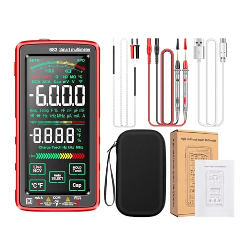 683 スマートマルチメーター 6000 カウント NCV 非接触 AC/DC 電流電圧テスター抵抗ダイオードユニバーサルメーター 簡単操作(RED 683)