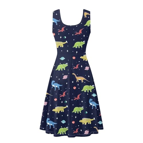 Image of Women Stylish Tank Dresses Sleeveless Round Neck Midi Casual Dress with Pocket for Summer