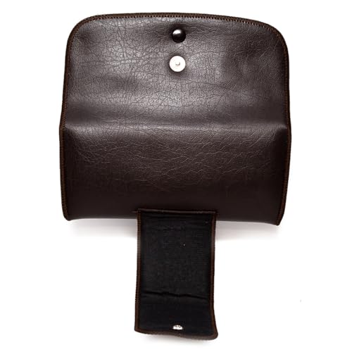 Image of Calabria Double Snap Belt Loop Eyeglass Case PU Leather Vintage Style Old School Eye Glasses Pouch Semi-Hard Sunglass Holder