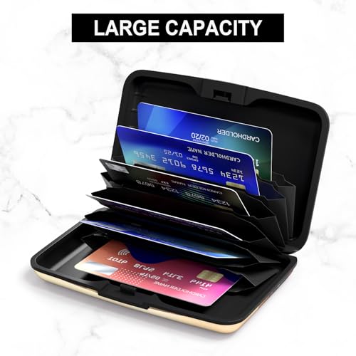 Image of Credit Card Holder, Mini Aluminum Card Wallet RFID Blocking Slim Metal Hard Card Case for Women Men, Glasses Cat