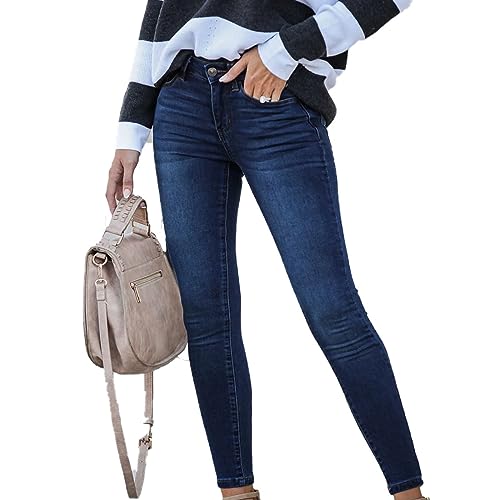 Uillui Womens Skinny Jeans Slim Fit Pencil Denim Leggings High Waist Button Straight Leg Trousers Stretch Tights Jeans Pants3