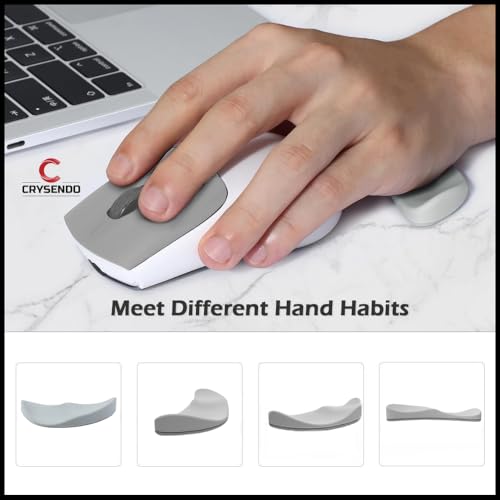 Image of Crysendo Ergonomic Left Hand Wrist Pad for Mouse & Keyboards | Smooth Movement Palm Support for Home /Office /Gaming | RSI & Carpal Tunnel Syndrome Wrist Pain Relieving Mouse Hand Rest (Grey)