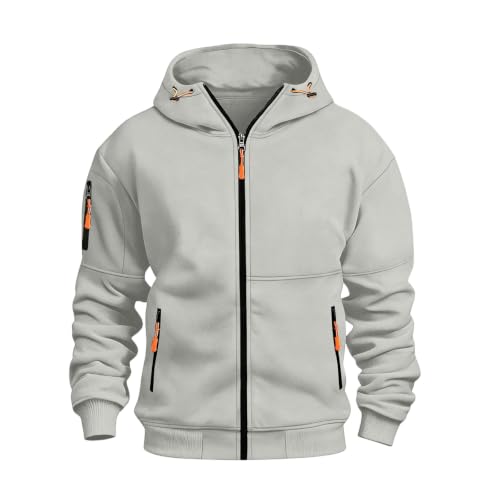 Mens Zip Up Hoodies Fall Jackets Tactical Full Zip Hoodies Cargo Sweatshirt - image 4