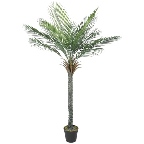 HOMCOM Palmier Artificiel 180 cm, Plante Artificielle Tropicale en Pot, 15 Feuilles réalistes, Fausse Plante Verte décoration intérieure pour Salon,...