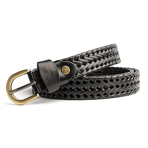 Women's Braided Genuine Real Leather Narrow Belt Adjustable Casual Waist Strap for Jeans Dresses Everyday Outfits3