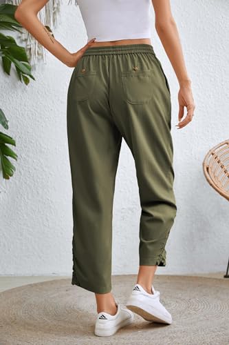 Image of Women Fashion 2026 Casual Elastic Waist Pants with Pockets