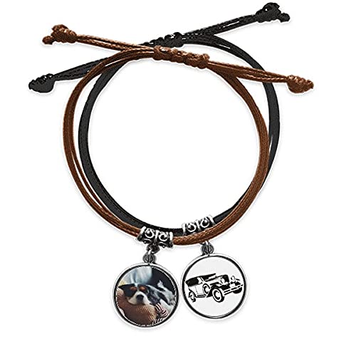 Bracelet cuir chien paresseux chaîne de main et cordon photo