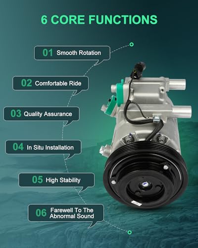 Image of SCITOO AC Compressor fit for Dodge Attitude 1.6L 2006-2012 | Fast Cooling, Ultra Low Noise (≤72 dB)Air Conditioner Compressor with Clutch, Easy Installation, 9770117511 977011E000