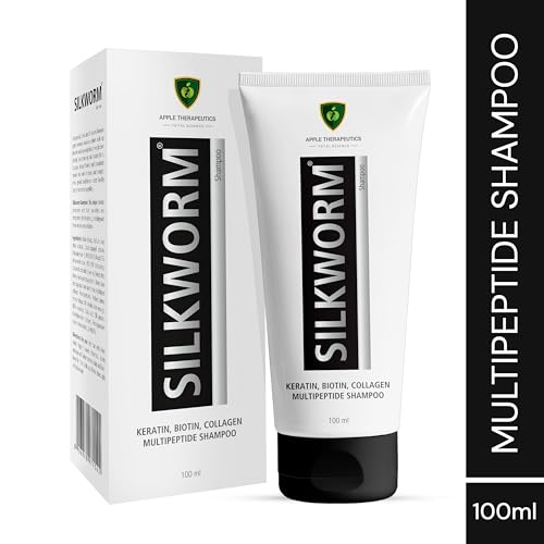 Image of APPLE THERAPEUTICS Silkworm Shampoo 100ml | Keratin Intensive Multi Peptide Anti Hair Fall Shampoo with Biotin & Collagen Conditioning Formula for Smooth & Silky Hair | for Women & Men