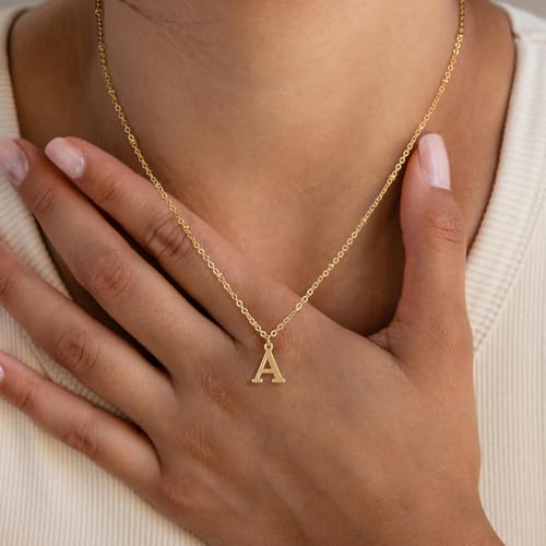 Initial Necklaces for Women - 14K Gold Silver Plated Letter Necklace Name Personalized Dainty Fashion Chain Non Tarnish Single Cute Pendant Necklace Charm Jewelry Gift for Women Teen Her4