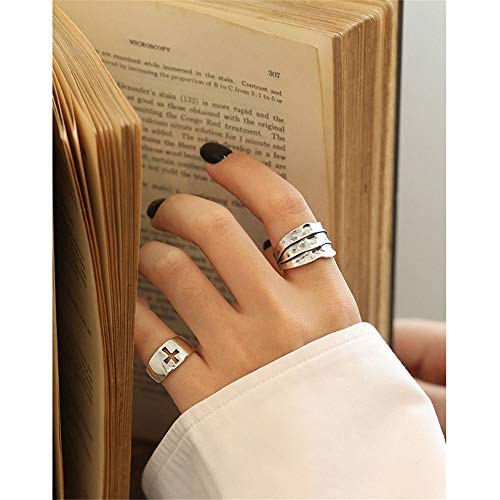 Vintage Cross Sterling Silver Open Statement Ring for Women Girls Men Adjustable Faith Tail Knuckle Wrap Rings Christmas Easter Memorial Jewelryfor Prayer Friends2