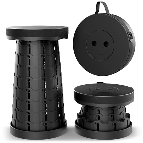 Collapsible Stool - Durable, Foldable, Adjustable Collapsible Seat for Outdoors, Camping, Home - Strong, Safe, Compact Portable - Versatile Telescopic Stool, Easy to Use, MOJO VENTURES