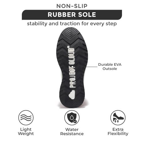 Project Cloud Waterproof Snow Boots for Women - Memory Foam Insole Non-Slip Womens Snow Boots & Winter Shoes with Shoe Lace - Lightweight Indoor Outdoor Shoes