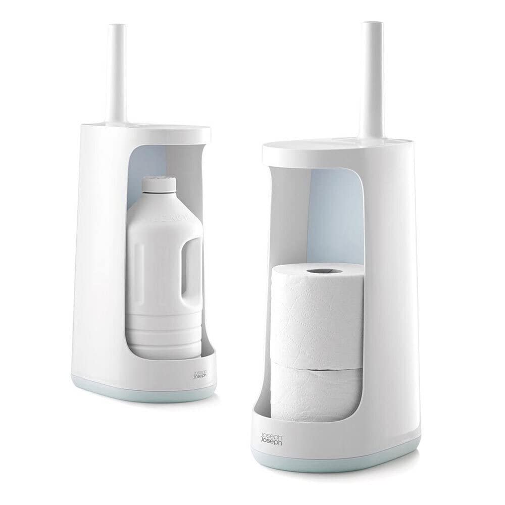 Joseph Joseph 70536 Flex Store Escobilla para Inodoro con Cubo de Almacenamiento, Azul/Blanco, Extra Grande