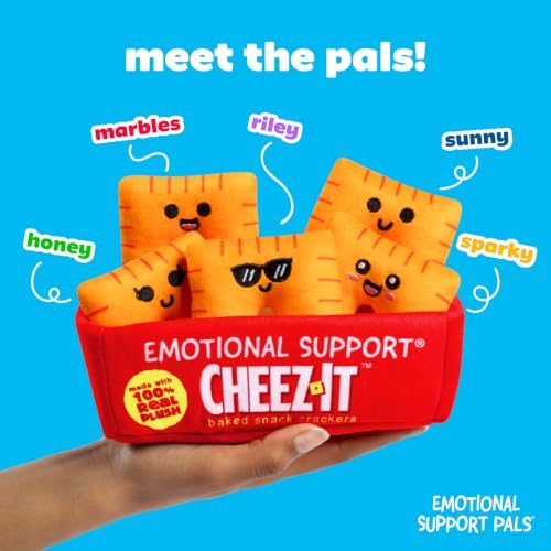 Image of Emotional Support Pals Cheez-It by Relatable - Cute Stuffed Animals and Toys, Squishy Toys and Plushies, Great Gift Ideas for Loved Ones of All Ages - Includes 5 Plushies with Plush Carrying Basket