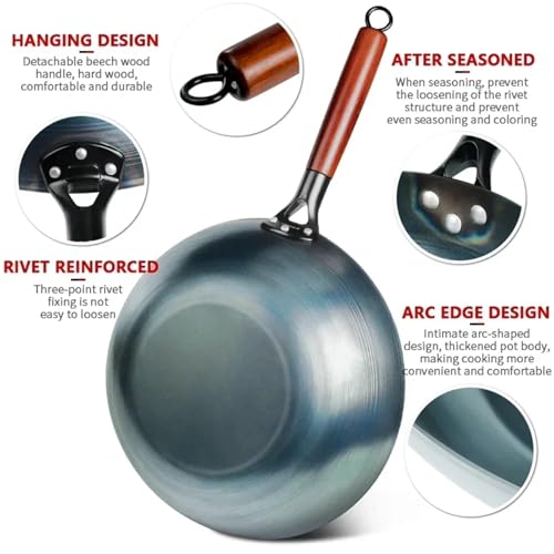Wok Pan 13.5" Woks and Stir Fry Pans Blue Iron miniatura 4