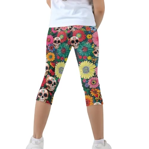 Girls Leggings,Kids Yoga Ballet Gymnastics Cropped Pants 3/4 Casual Sweatpants for School Daily Wear,Age 4-134