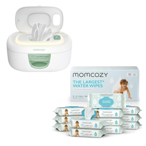 Image of Momcozy Water Wipes-Extra Large Size Design (780 Count) & Momcozy Baby Wipe Warmer, Innovative Spring Design
