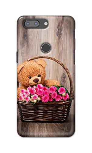 Image of PRINTFIDAA Roses and Teddy Bear in The Wicker Hard Back Cover for OnePlus 5T Back Cover -(P6) KAT1004