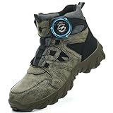 [KOIFISH] 安全靴 ハイカット ダイヤル式 作業靴 メンズ あんせん靴 安全靴 スリッポン 先芯入り ワークブーツGreen27.0CM