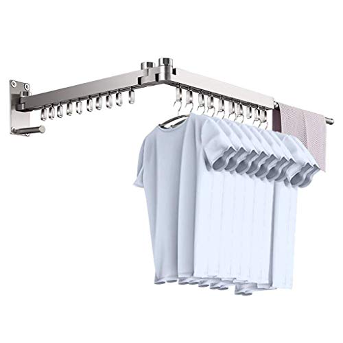 JDHSKCF 衣類エアラー ステンレススチール乾燥ラック テレクリップ 壁乾燥機 折りたたみタオル ラグハンガー 屋内外バルコニー 洗濯ライン 無私の献身が必要
