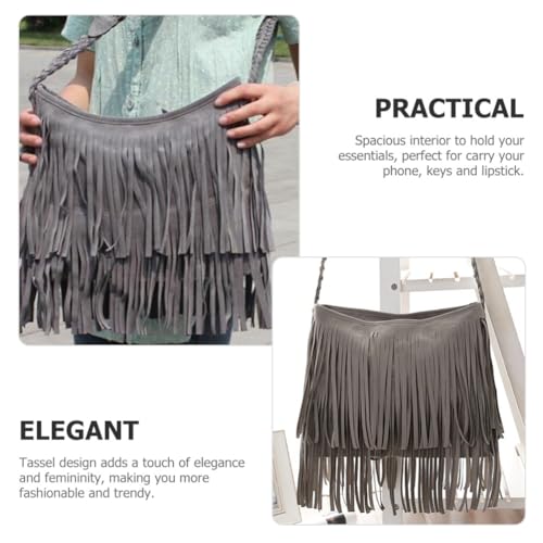 Image of Fringe Crossbody Handbag: Black Fringe Purse Crossbody Bag For Women Summer