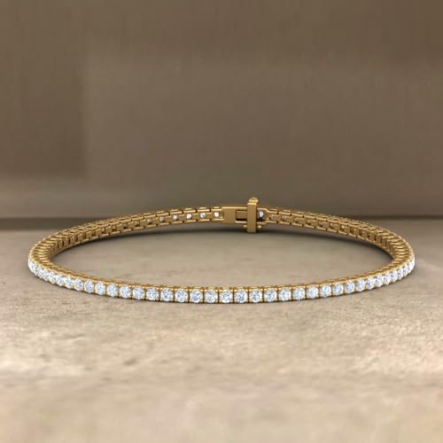 Image of 2 to 7 Carat Natural Diamond Tennis Bracelet for Women in 14K Gold (7 Inch) - IGI Certified (I1-I2 Clarity)