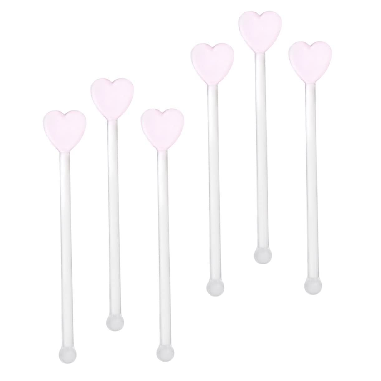 OUNONA 6Pcs Transparent Glass Stirring Sticks with Heart Shaped Top Cocktail Mixers for Home Bakery Bar and Shop Use Design and Practicality