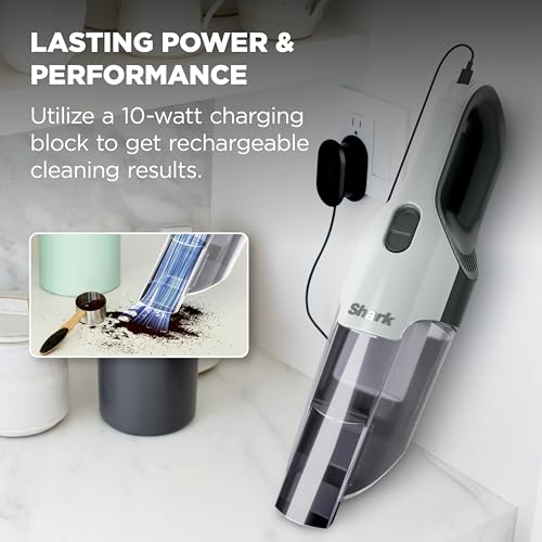 Image of Shark Cyclone PET Handheld Vacuum with, HyperVelocity Suction, Powerful Pet Hair Pickup, Lightweight, XL Dust Cup, Including Upholstery Tool, 8 inch Crevice Tool, Scrubbing Brush, Pearl White, AA701