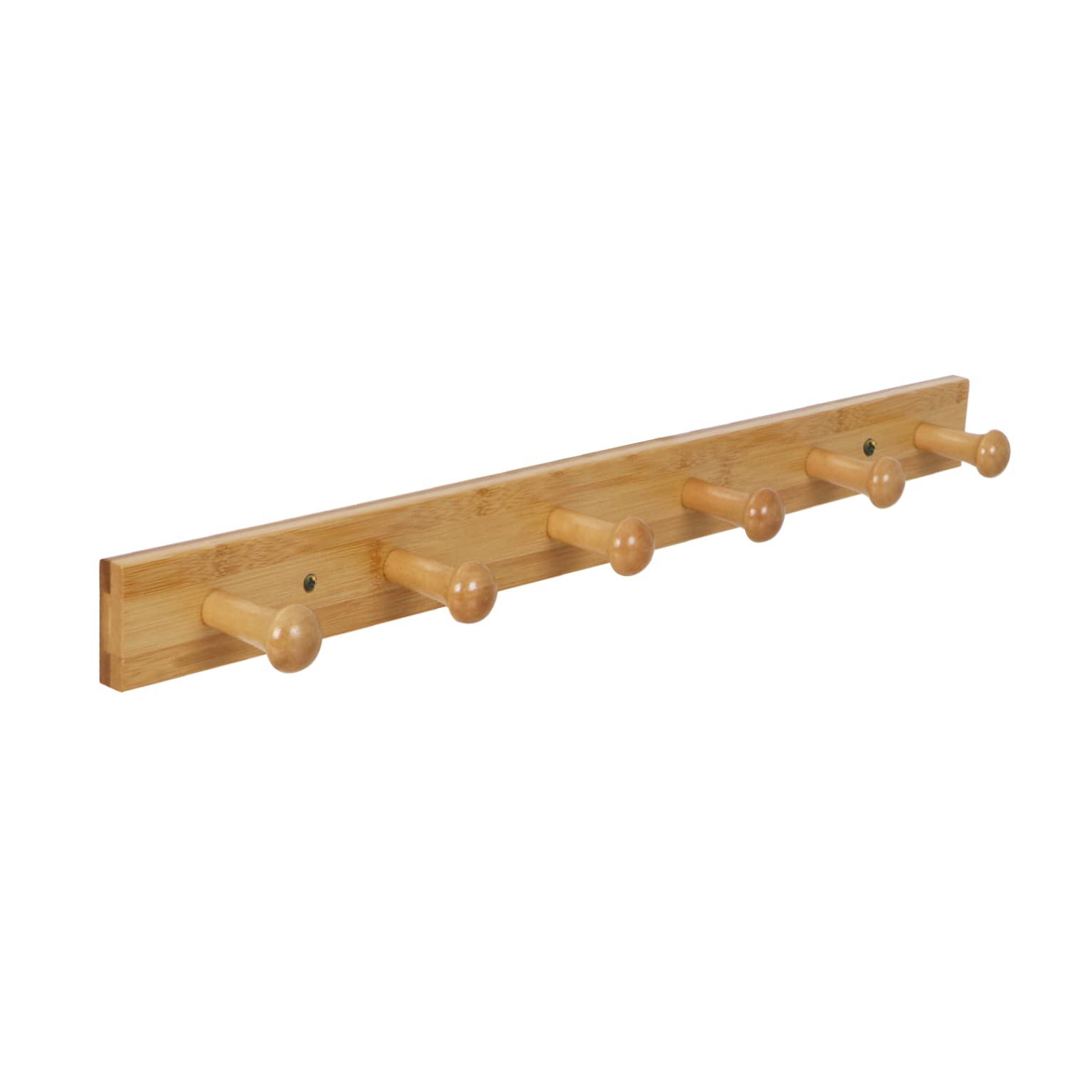 HOKIPO Bamboo Wooden Heavy Duty Wall Mounted Hooks for Hanging - 6 Hooks | Hook Rail for Clothes, 59 cm (AR3700)-image-46
