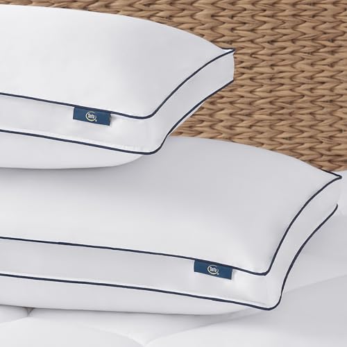Serta Ocean Breeze Breathable Medium/Firm Bed Pillow for Side, Back, and Stomach Sleepers, Sustainable Fiber Fill and Tencel Cover (1 Pack), Standard/Queen, White by Serta - Image 3
