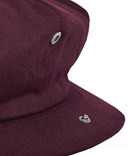 Men's Wool Newsboy Cap, Herringbone Driving Cabbie Tweed Applejack Golf Hat (Burgundy, Medium) - Thumbnail 5