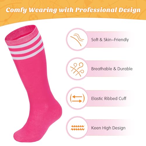 American Trends 4 Pairs Toddler Soccer Socks Kids Youth Baseball Sock Boys Girls knee High Striped Socks Cotton Tube Sock2