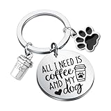 pliti portachiavi con scritta all i need is coffee and my dog, regalo per amanti degli animali domestici, con scritta in lingua inglese all i need is coffee and my dog, caffè cane kyu, m