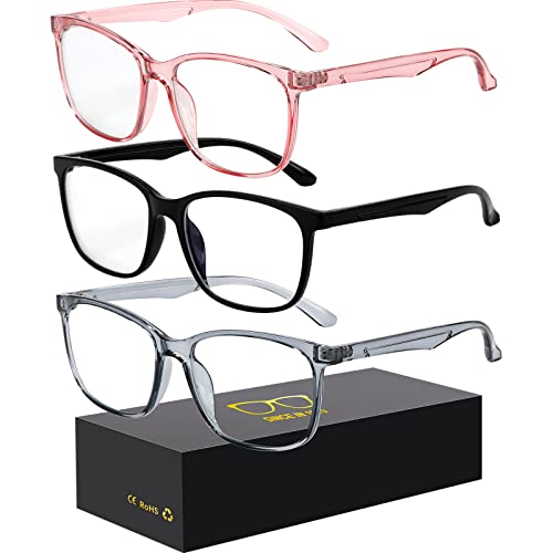 Image of Oilway Blue-Light Blocking Glasses Computer Reading /Gaming /TV /Phones Glasses Fashion Anti Eyestrain Glasses for Women Men(D8 Black + Gray + Pink)