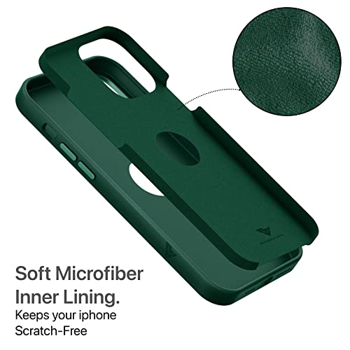 Image of Vaku Luxos Lexza for iPhone 14 Cover Case, Premium Leather, Military-Grade Protection, Slim, Thin Compatible with iPhone 14 Back Cover - Green