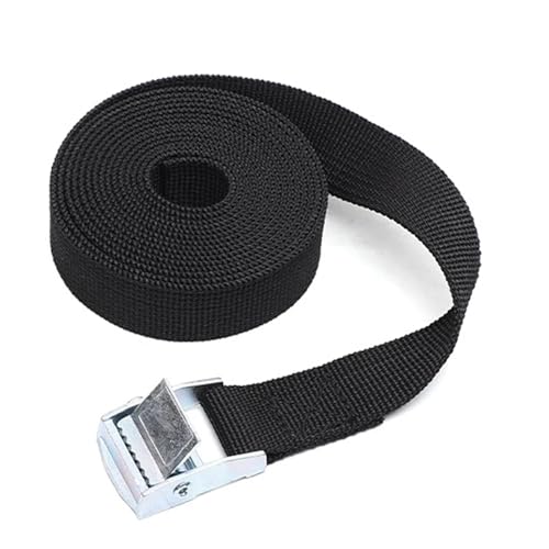 Correas de amarre de trinquete resistentes de 2 m, multicolor con hebilla de metal para coche, motocicleta, bicicleta, equipaje (negro)