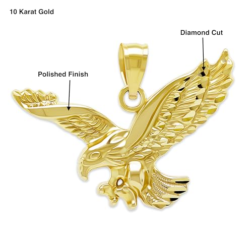 Gold Bald Eagle Charm Pendant - 10 Karat Gold - American Bald Eagle Jewelry - Patriotic Eagle Necklace Jewelry3