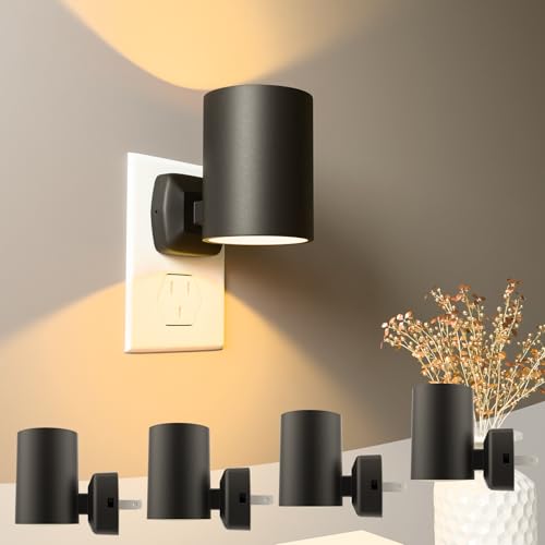 Image of Night Lights Plug into Wall: ETL Night Light Plug in - LED Dimmable Night Light Dusk to Dawn Light Sensor, Soft Warm 2700K, Adjustable Brightness, Wall Lights for Bedroom, Hallway, Stairs - 4 Pack