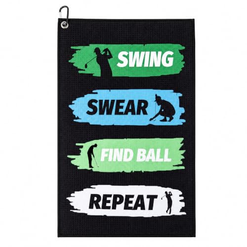 Image of Mzbnfa Personalised Golf Ball Towel Funny Accessories for Men Bags with Clip, Microfiber Golf Towel for Cleaning Clubs & Balls, Novelty Golf Gifts for Husband Dad Boyfriend Grandad Birthday Christmas
