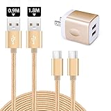 Viviber Andriod充電器*1個+USB Type-Cケーブル(1.8m*1本、0.9m*1本)スマホ充電器 タイプC アンドロイド 充電器 PSE認証済/USB2ポート 携帯充電器 Andriodスマホ急速充電ケーブル 軽量 コンパクト テレワーク 海外