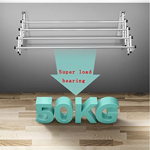 Wall Mounted Space-Saver Clothes Household Easy Storage Drying Rack Folding 4 Drying Rods Washing Cloth Line Airer Bathroom Towel Rail Bar Hooks Retractable Clothes Dry Racks (Size Selfless dedication - Image 4