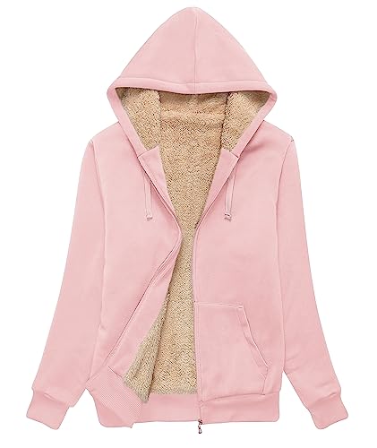 igeekwell Sweat a Capuche Polaire Femme Hiver Chaud Zippée Fille Veste Doublée Coton Automne Teddy Velours Hoodie M