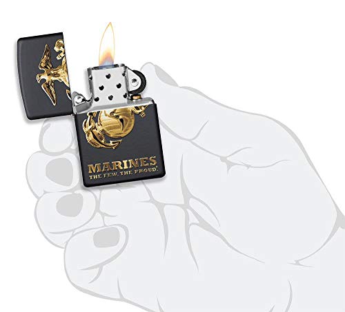Encendedor Zippo U.S. Marine Corps Logo Negro Mate miniatura 5