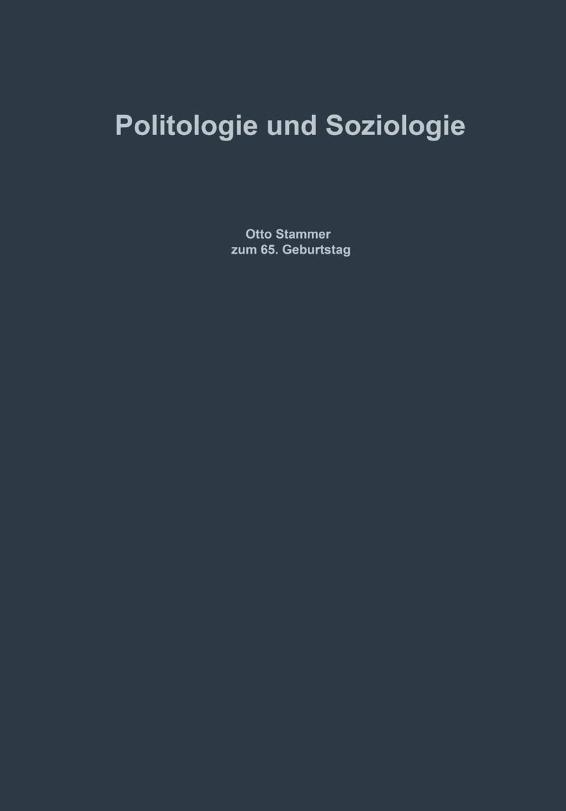 Politologie und Soziologie: Otto Stammer zum 65. Geburtstag