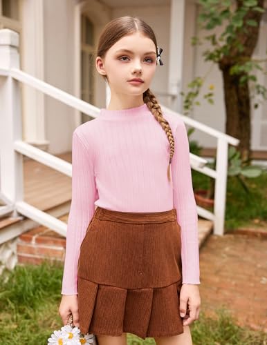 Image of Arshiner Girls Half Turtleneck Long Sleeve Knit Slim Sweater Pullover Tops