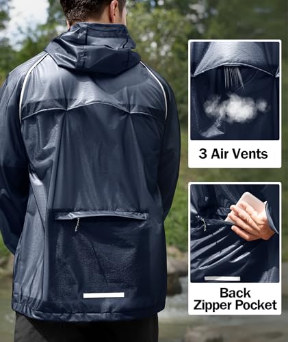 Image of SWISSWELL Mens Cycling Rain Jacket Waterproof Lightweight Windbreaker Jackets for Men Raincoat with Hood