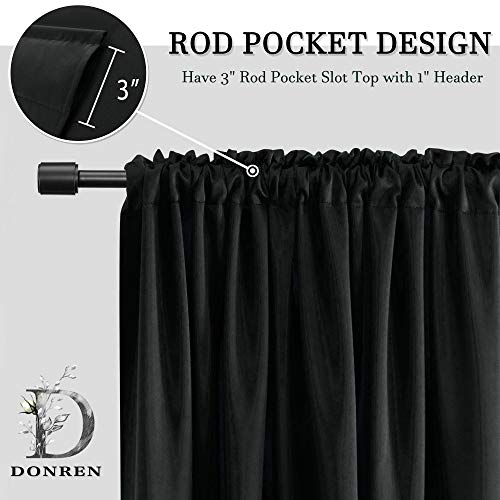 Image of DONREN 99% Blackout Curtains for Windows - Windows Shades Energy Efficient Privacy Protect for Bedroom (52 x 72 Inches,Set of 2 Panels,Black)