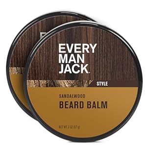 Every Man Jack Beard Balm – Moisturize, Strengthen And Style Your Beard w/Medium Hold – Light Sandalwood Scent – Made w/Naturally Derived Ingredients like Candelilla Wax and Shea Butter- 2oz